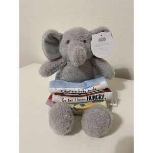 Mud Pie Reading Pals Blue Elephant Plush Soft Book NWT